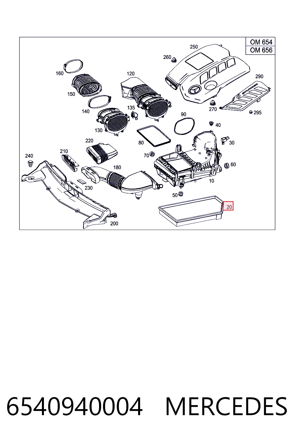 6540940004 Mercedes Filtro de aire de motor