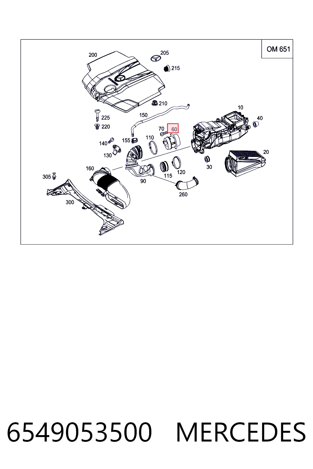 6549053500 Mercedes Sensor de flujo de aire