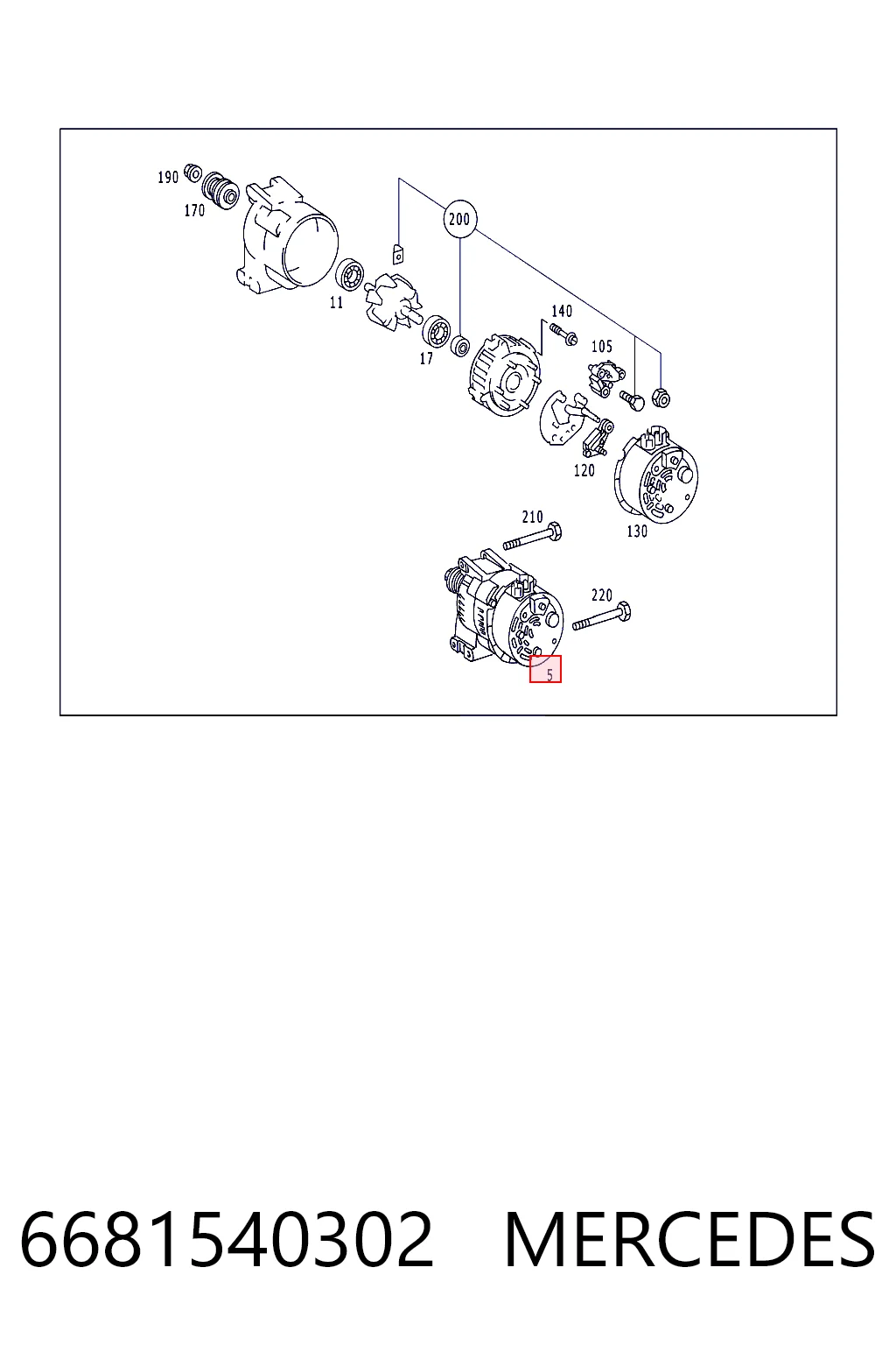 6681540302 Mercedes Alternador de coche