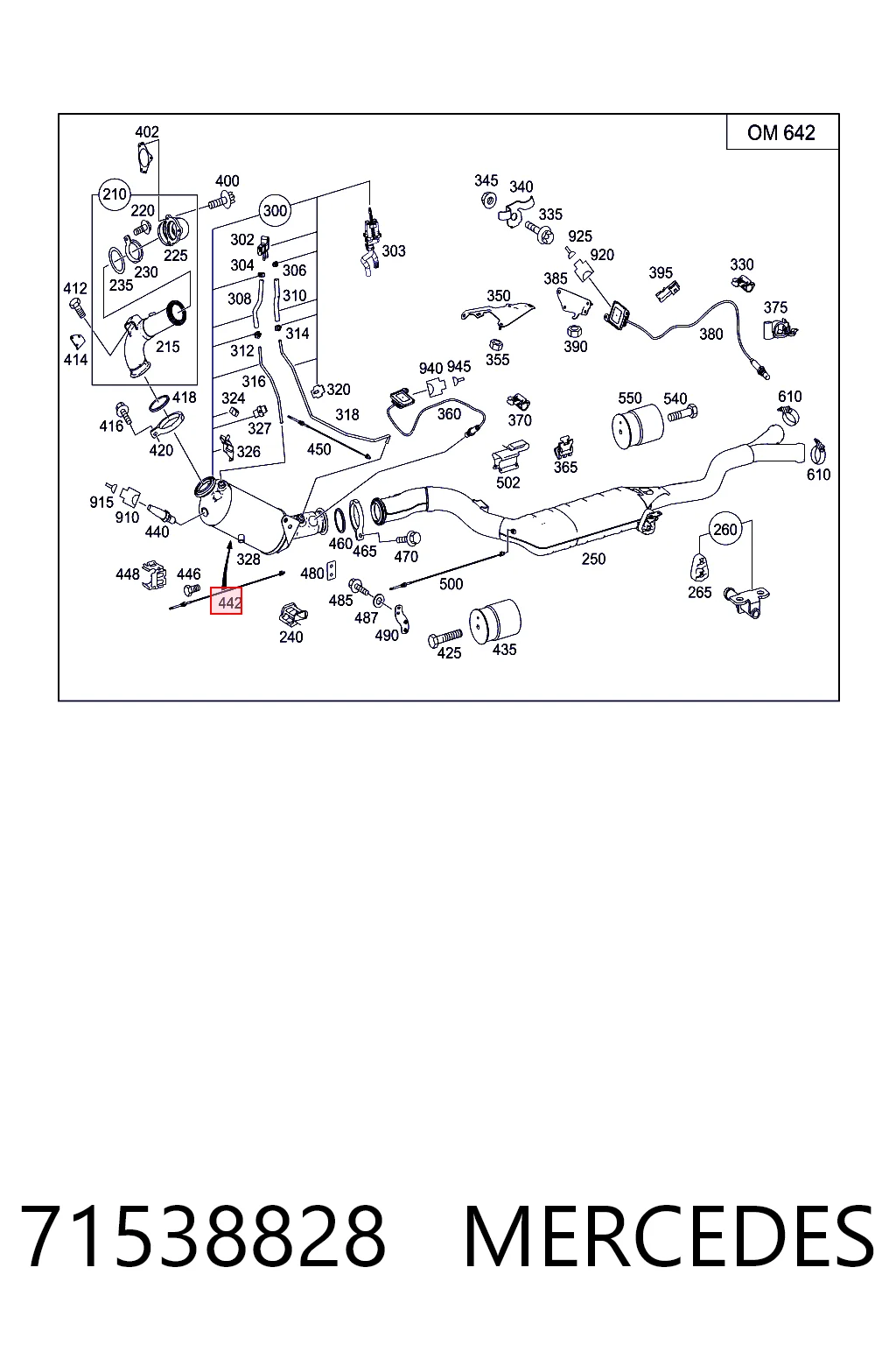 Sensor de temperatura de gases de escape antes del filtro de partículas 71538828 MERCEDES