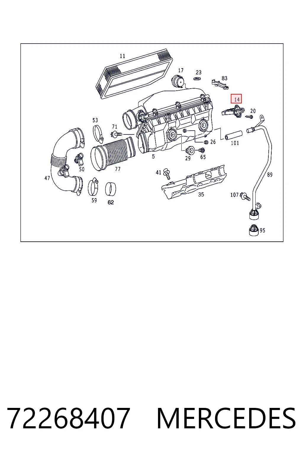 72268407 Mercedes Sensor de flujo de aire