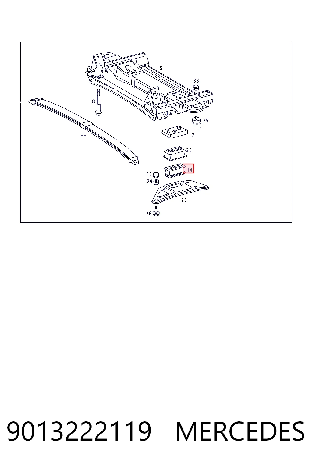 9013222119 Mercedes Tope de la ballesta delantera