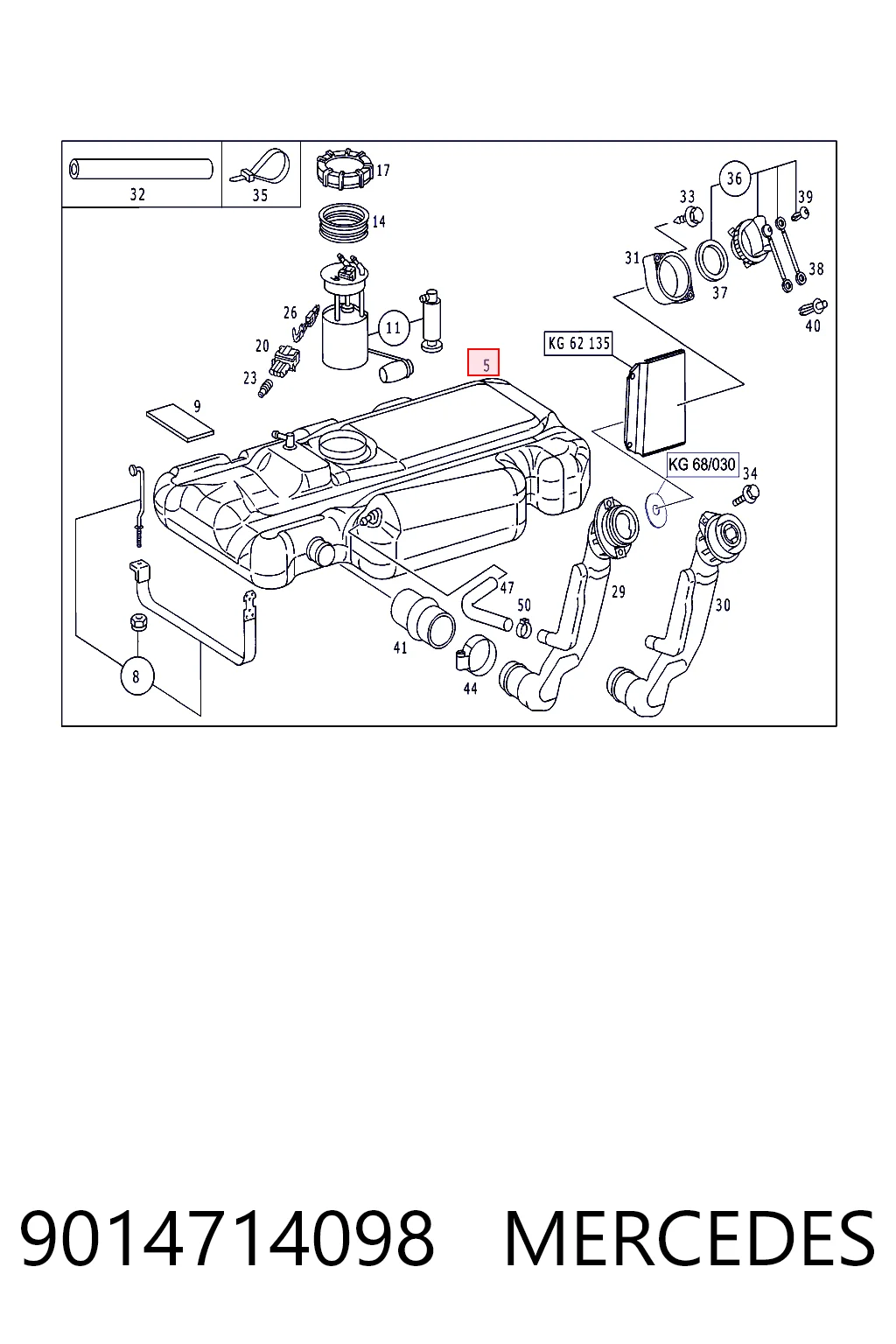 Tanque de combustible para Mercedes Sprinter I 2-t 901, 902