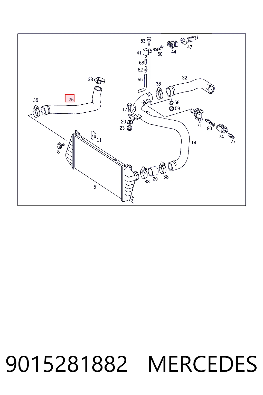 9015281882 Mercedes Manguera del intercooler