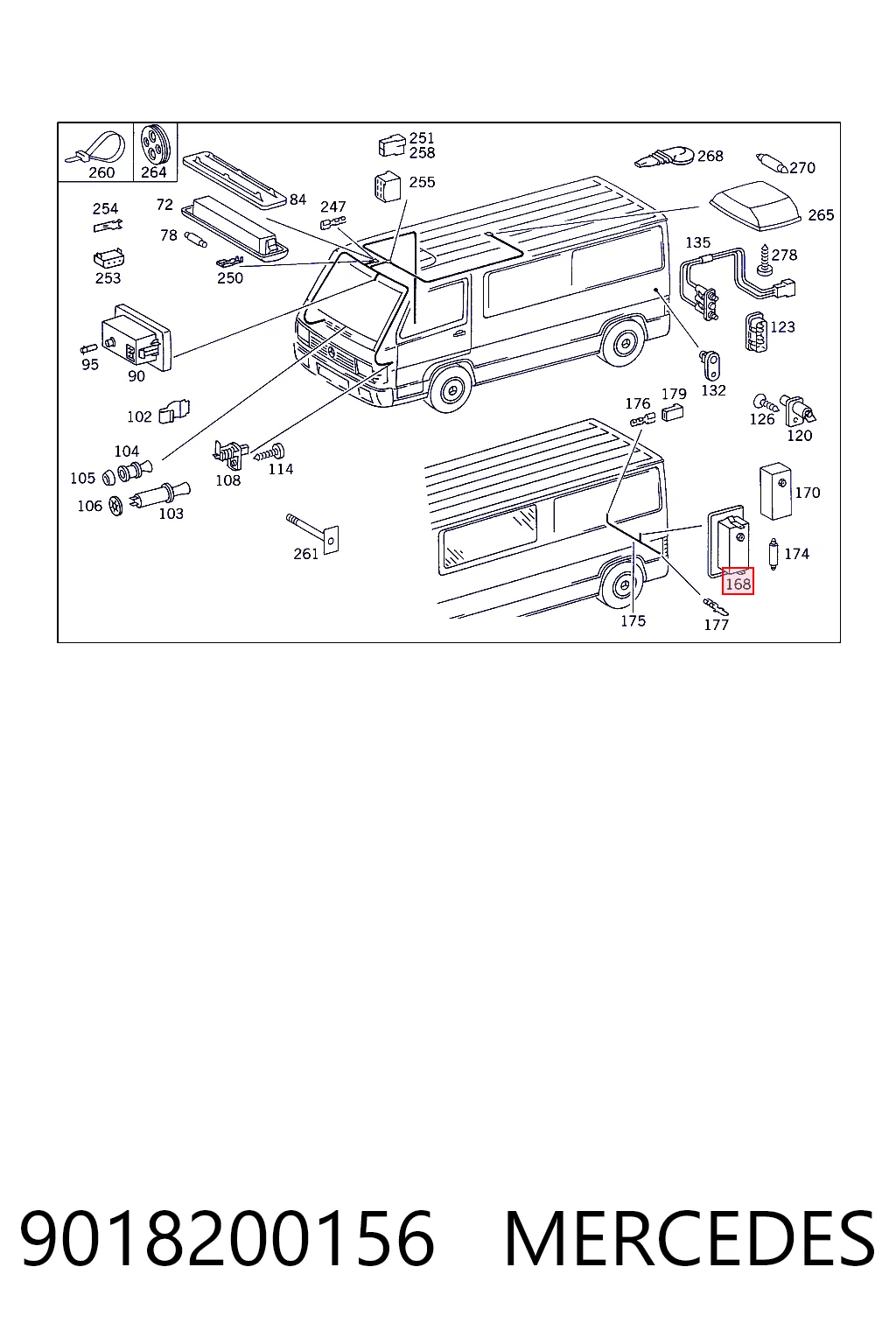 9018200156 Mercedes Luz de matricula