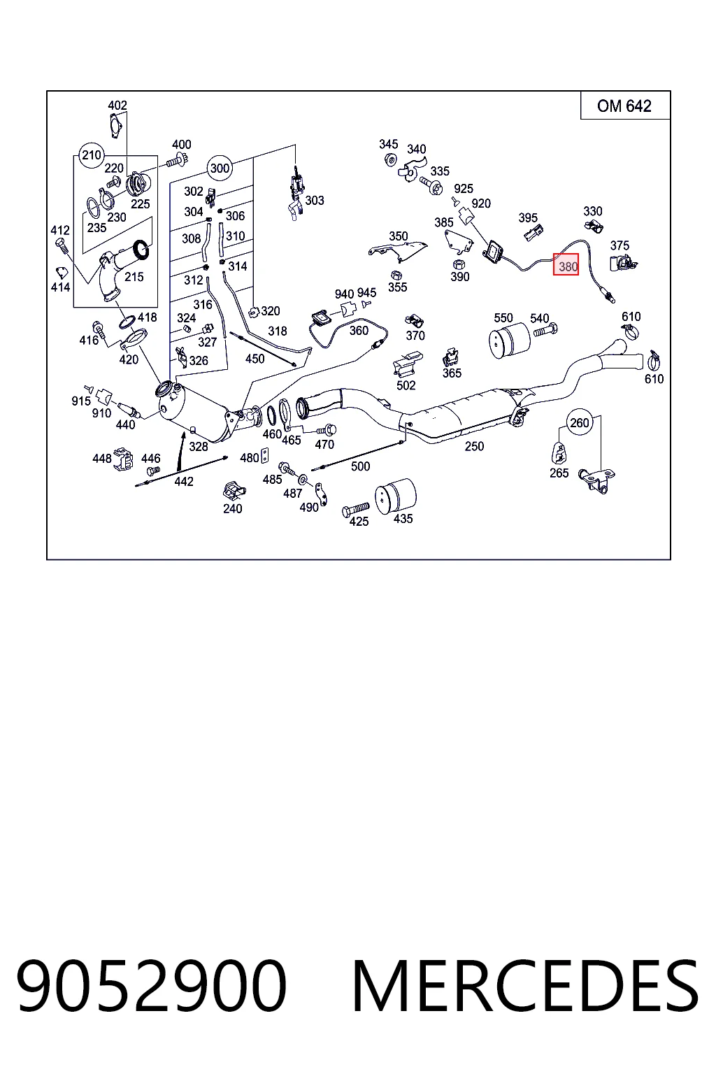 9052900 Mercedes Sensor de óxidos de nitrógeno NOx trasero