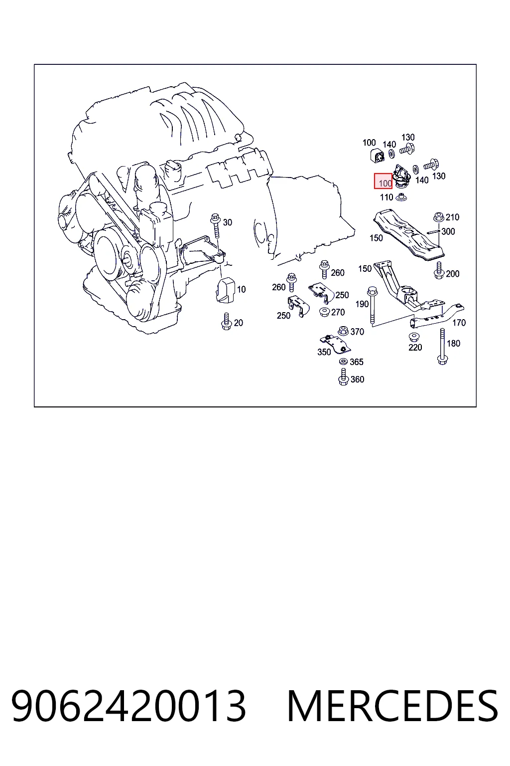 9062420013 Mercedes Soporte de caja de velocidades