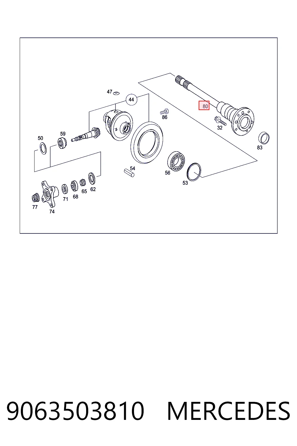 9063503810 Mercedes Palier trasero derecho