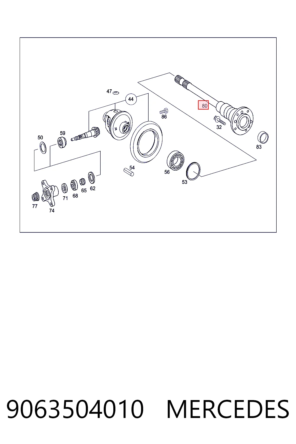 9063504010 Mercedes Palier trasero derecho