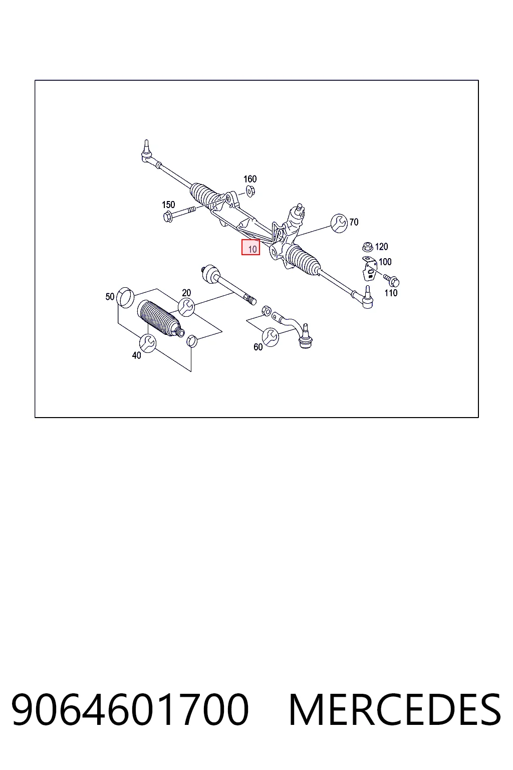 9064601700 Mercedes Cremallera caja de direccion