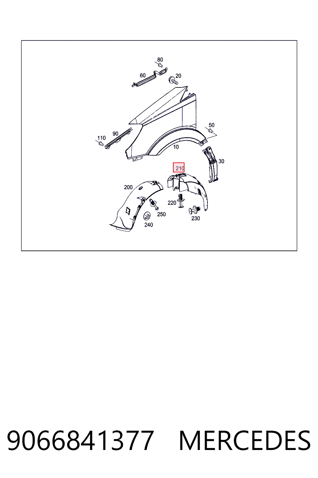 Comprar 9066841877 VAG Guardabarros interior trasero derecho del guardafango delantero