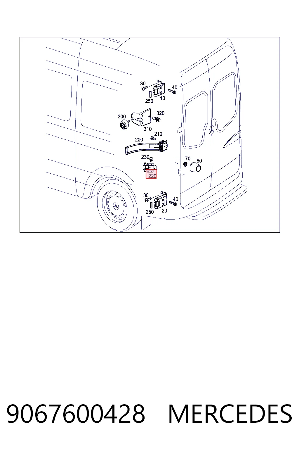 9067600428 Mercedes Limitador de apertura de puerta trasera