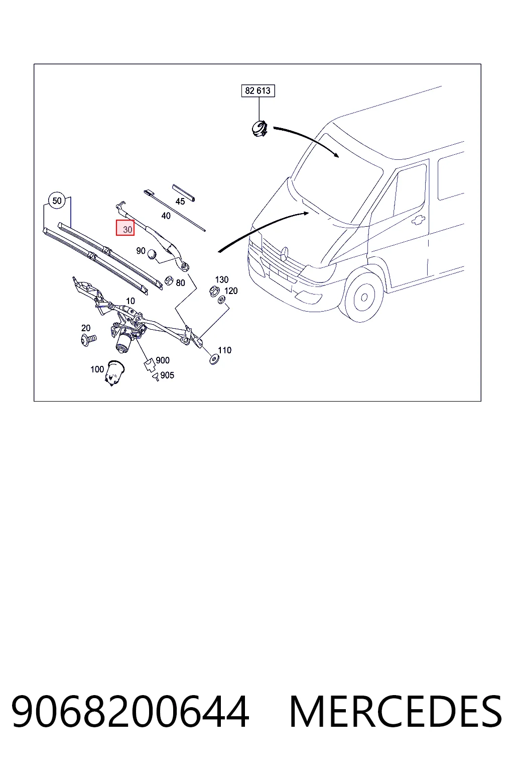Brazo del limpiaparabrisas lavado de parabrisas Mercedes Sprinter  (2006-2020)