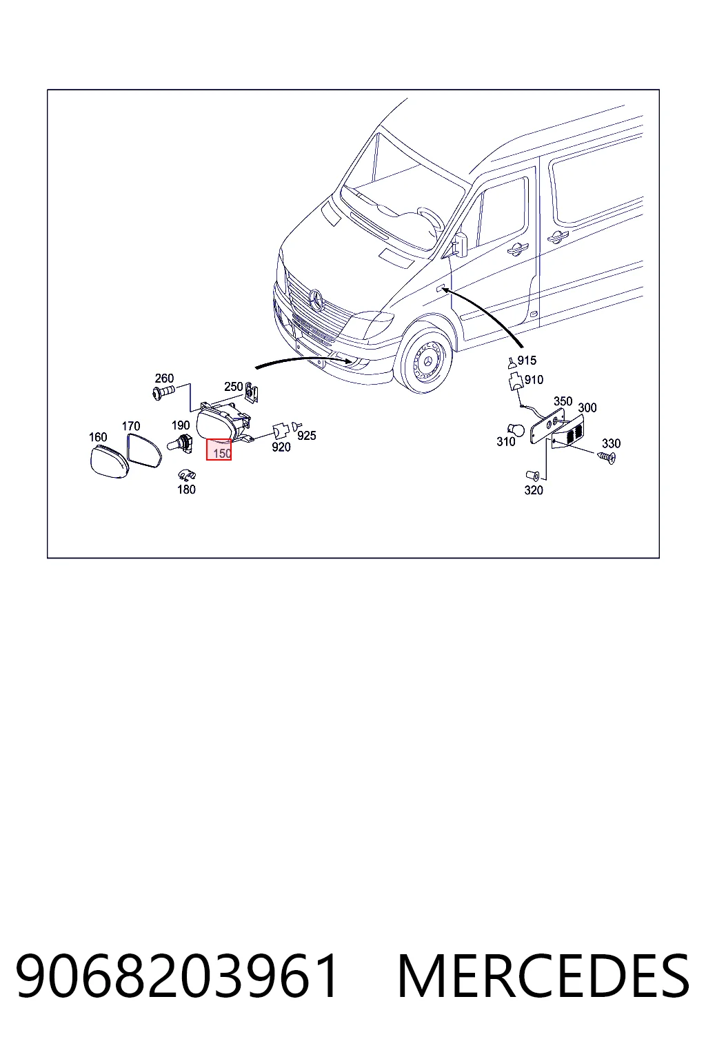 9068203961 Mercedes Faro antiniebla derecho