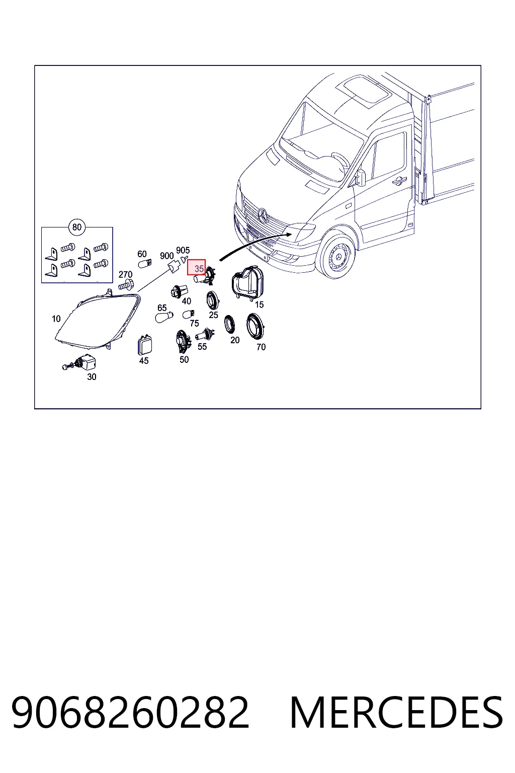 9068260282 Mercedes Portalámparas de faro