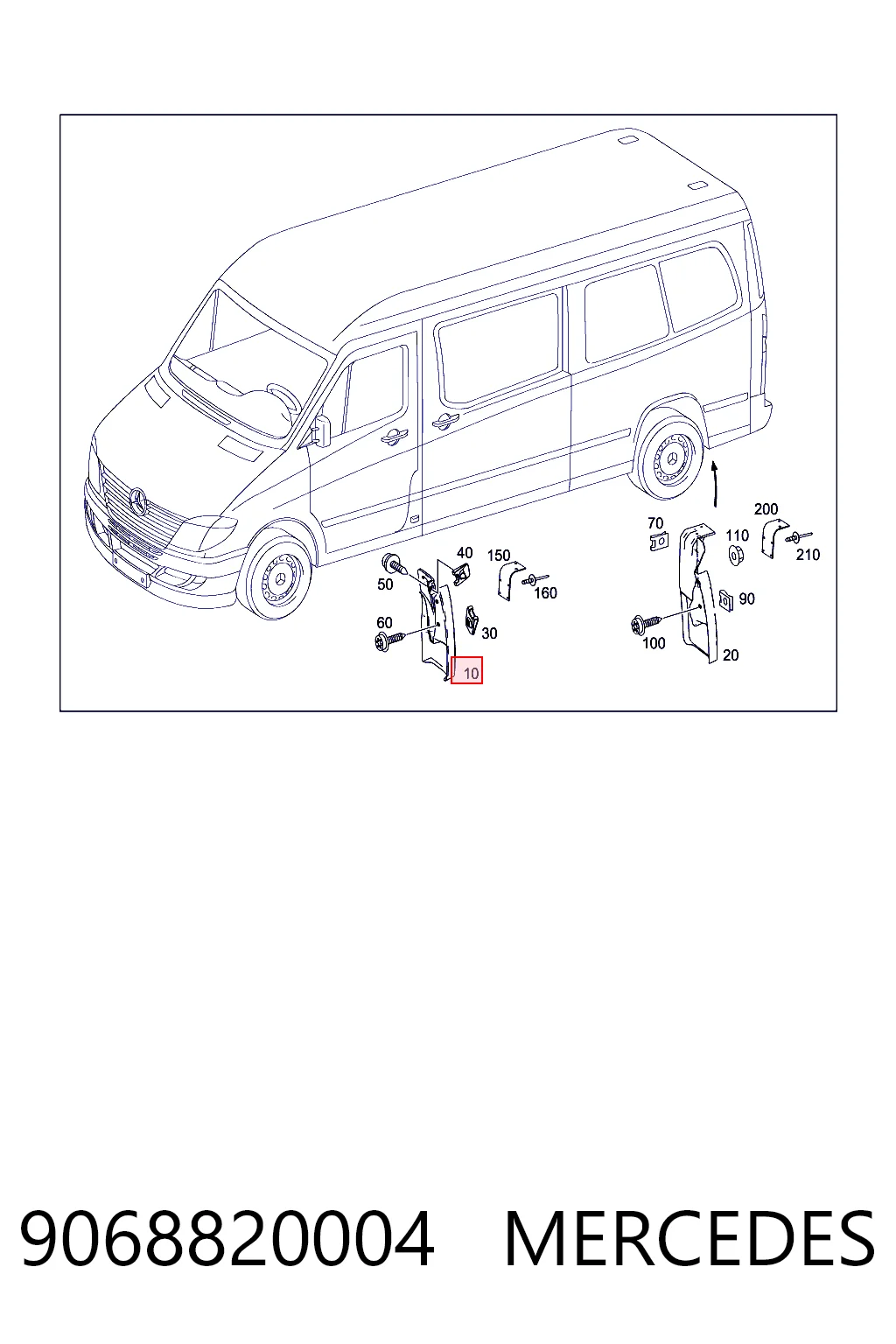 9068820004 Mercedes Guardabarros delantero izquierdo