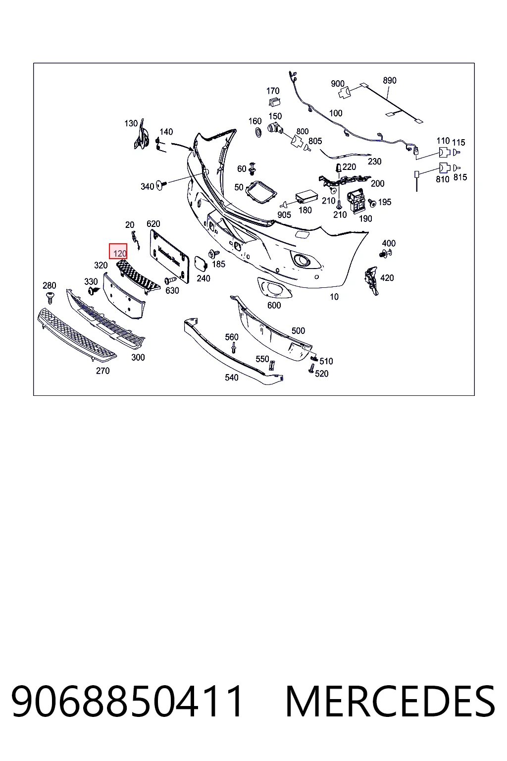 9068850411 Mercedes Protector, paragolpes