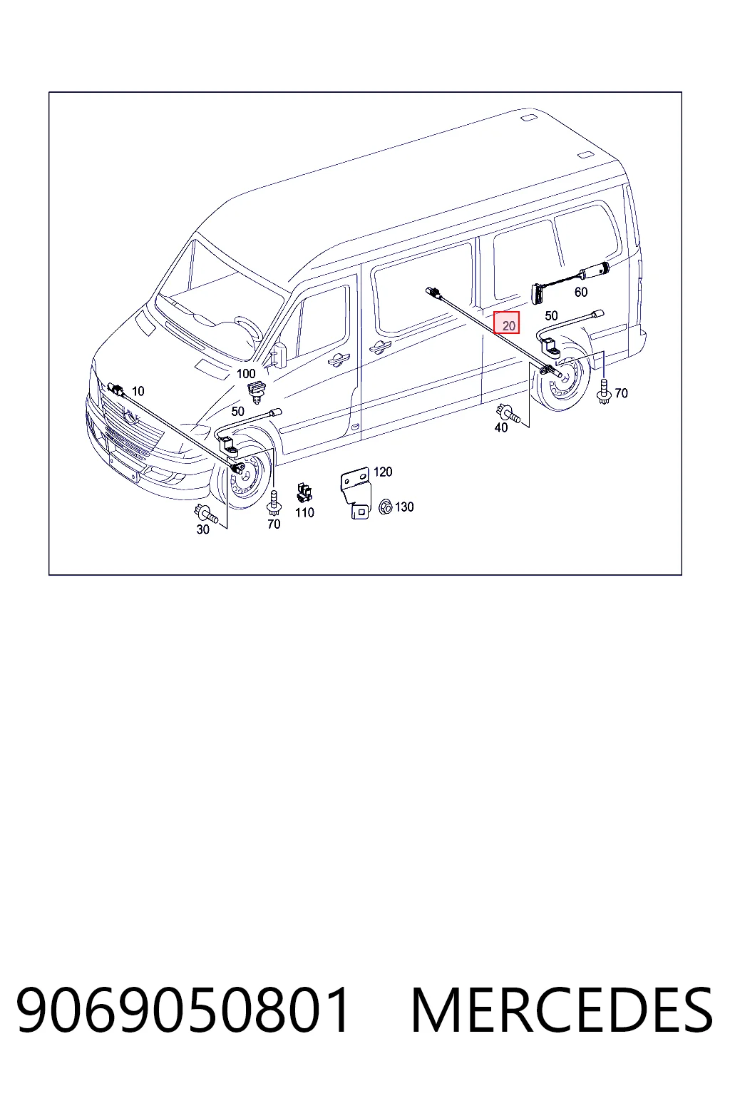 9069050801 Mercedes Sensor revoluciones de la rueda, trasero izquierdo