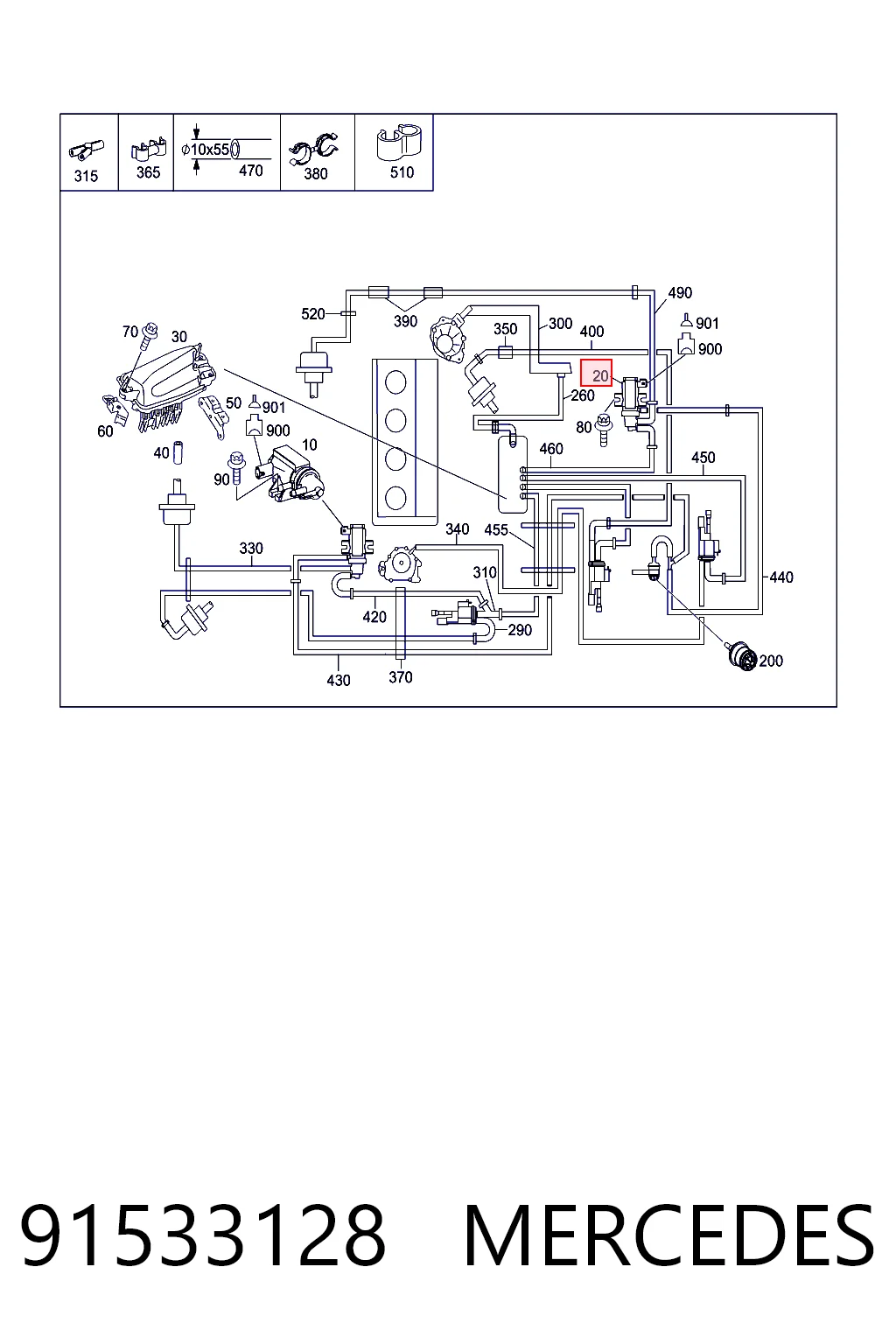 91533128 Mercedes Válvula solenoide de control de presión de sobrealimentación