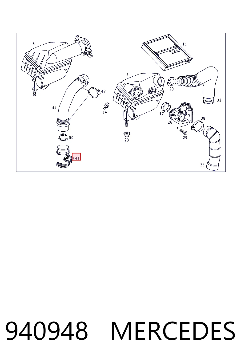 940948 Mercedes Sensor de flujo de aire