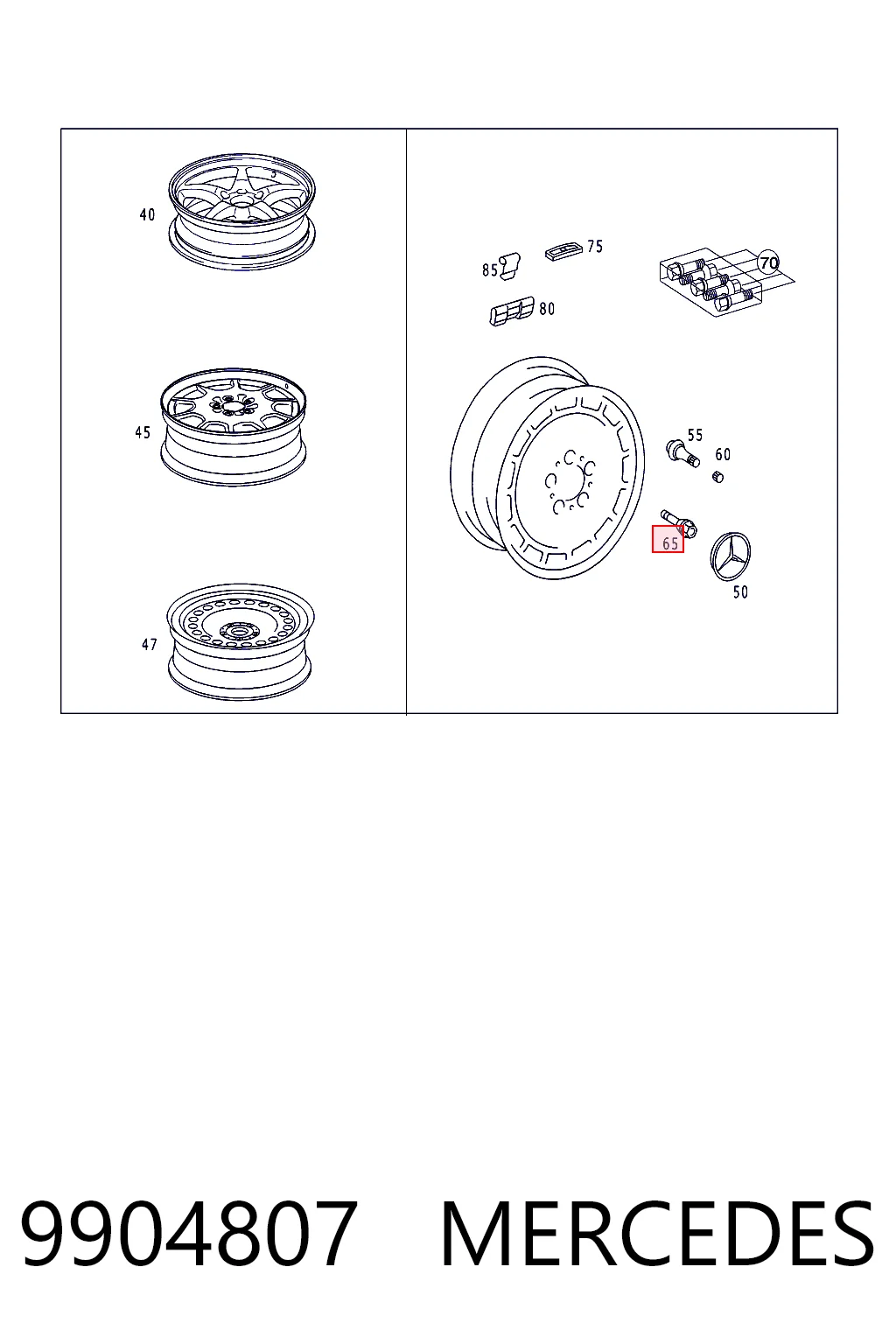 9904807 Mercedes Tornillos para llantas
