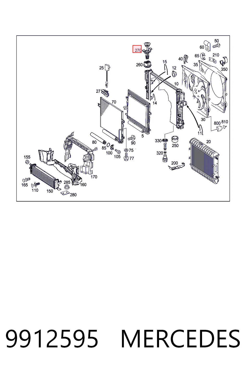 9912595 Mercedes Soporte superior del radiador