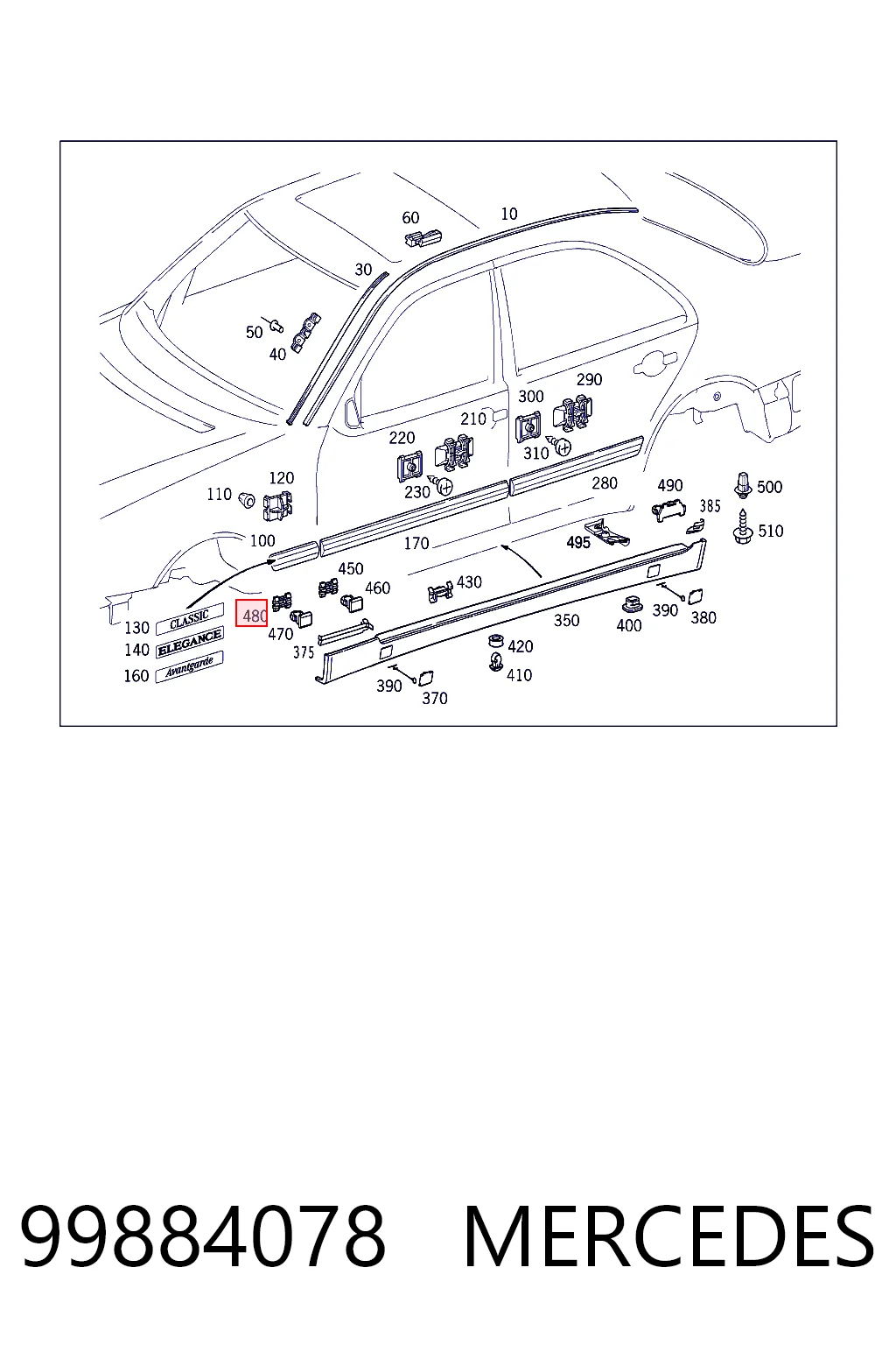 99884078 Mercedes Soporte de umbral