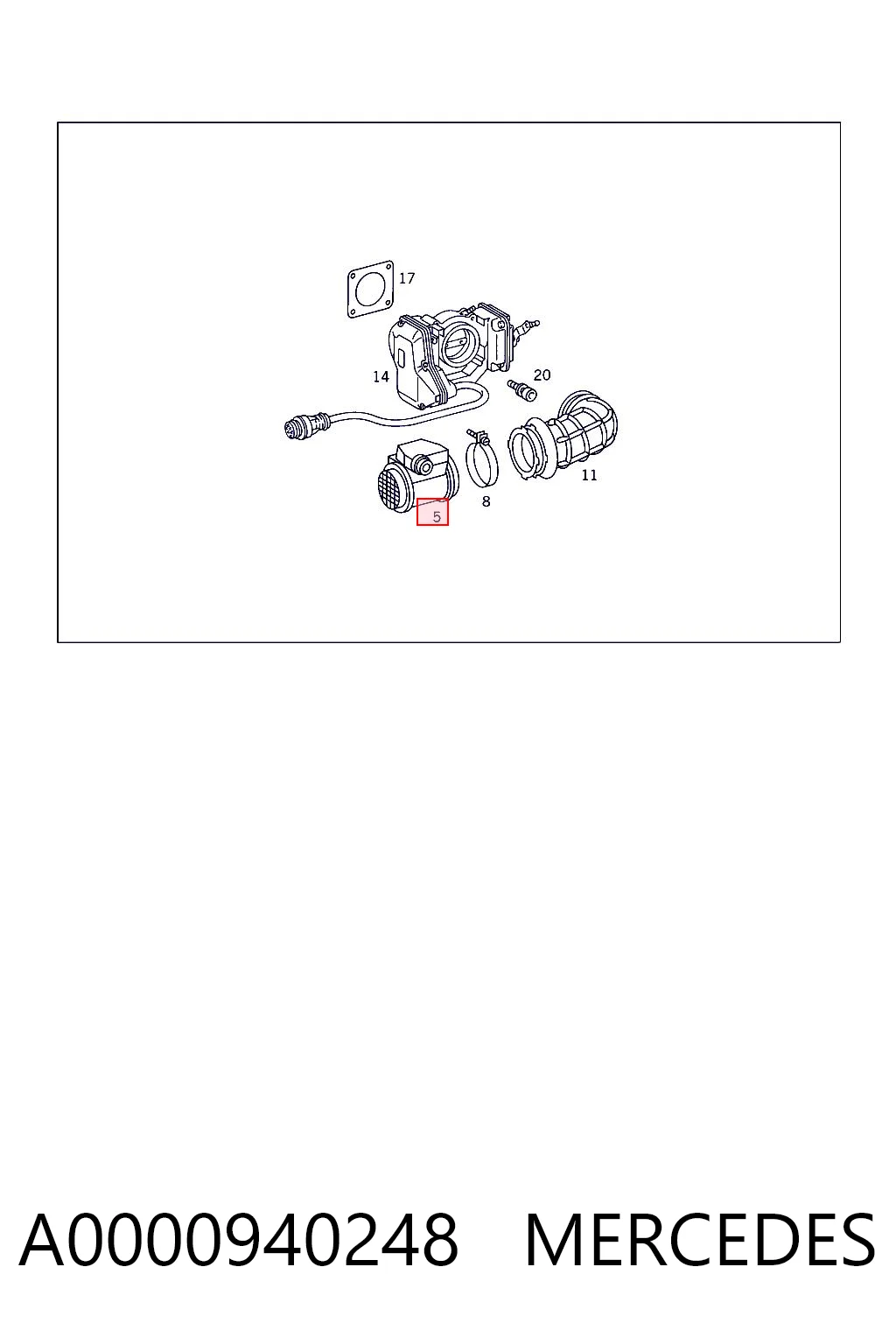 A0000940248 Mercedes Sensor de flujo de aire