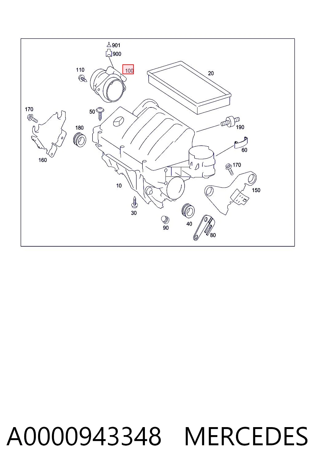 A0000943348 Mercedes Sensor de flujo de aire