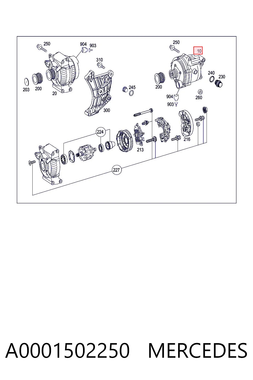 A0001502250 Mercedes Alternador de coche