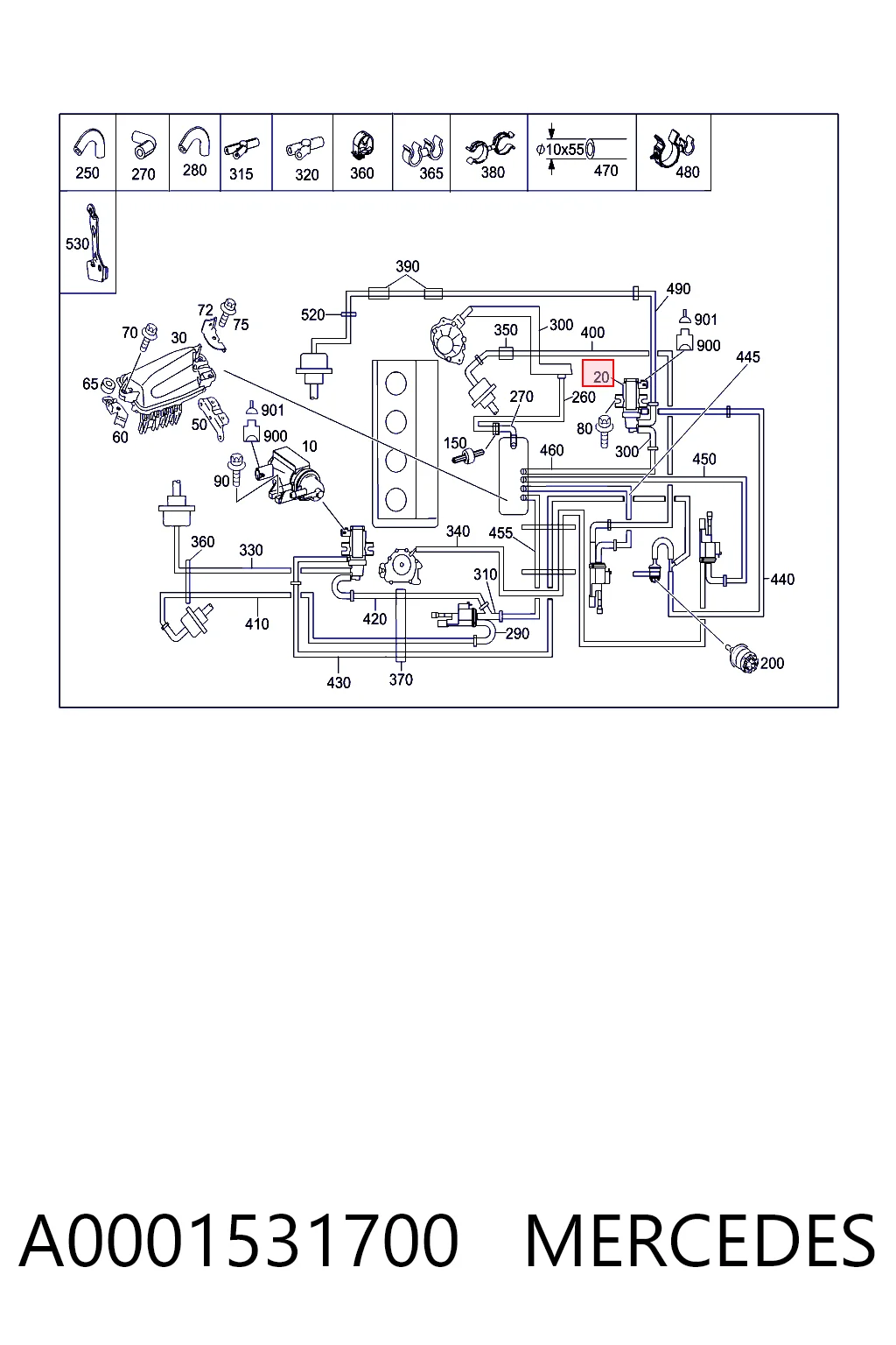 A0001531700 Mercedes Válvula solenoide de control de presión de sobrealimentación