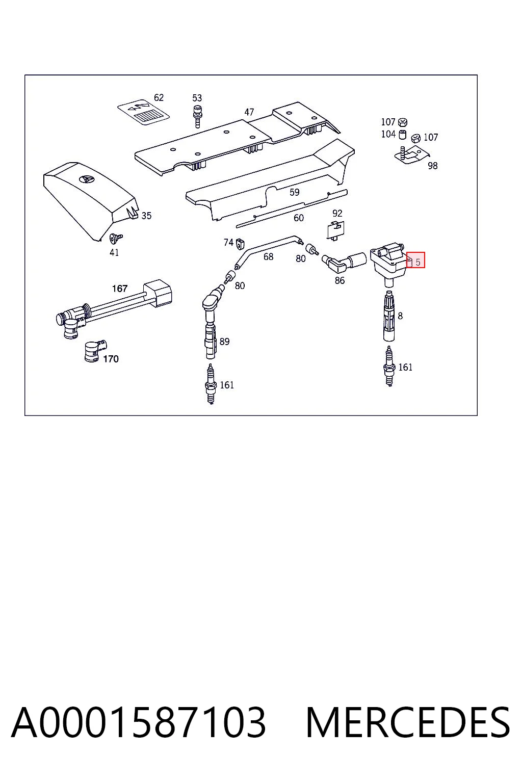 A0001587103 Mercedes Bobina de ignición