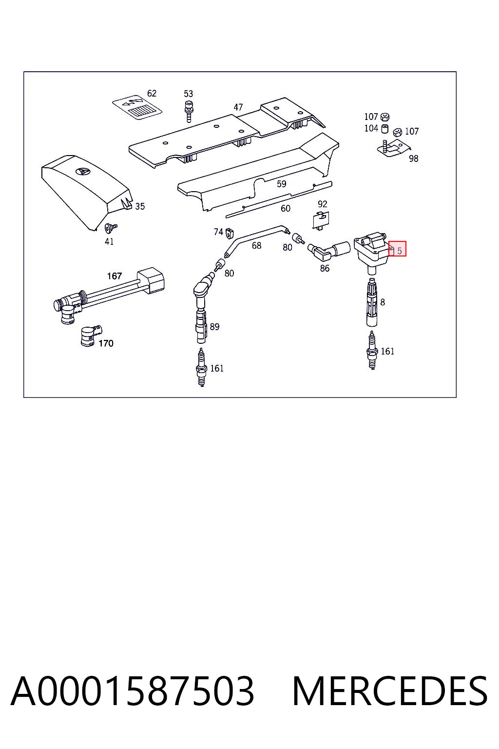 A0001587503 Mercedes Bobina de ignición