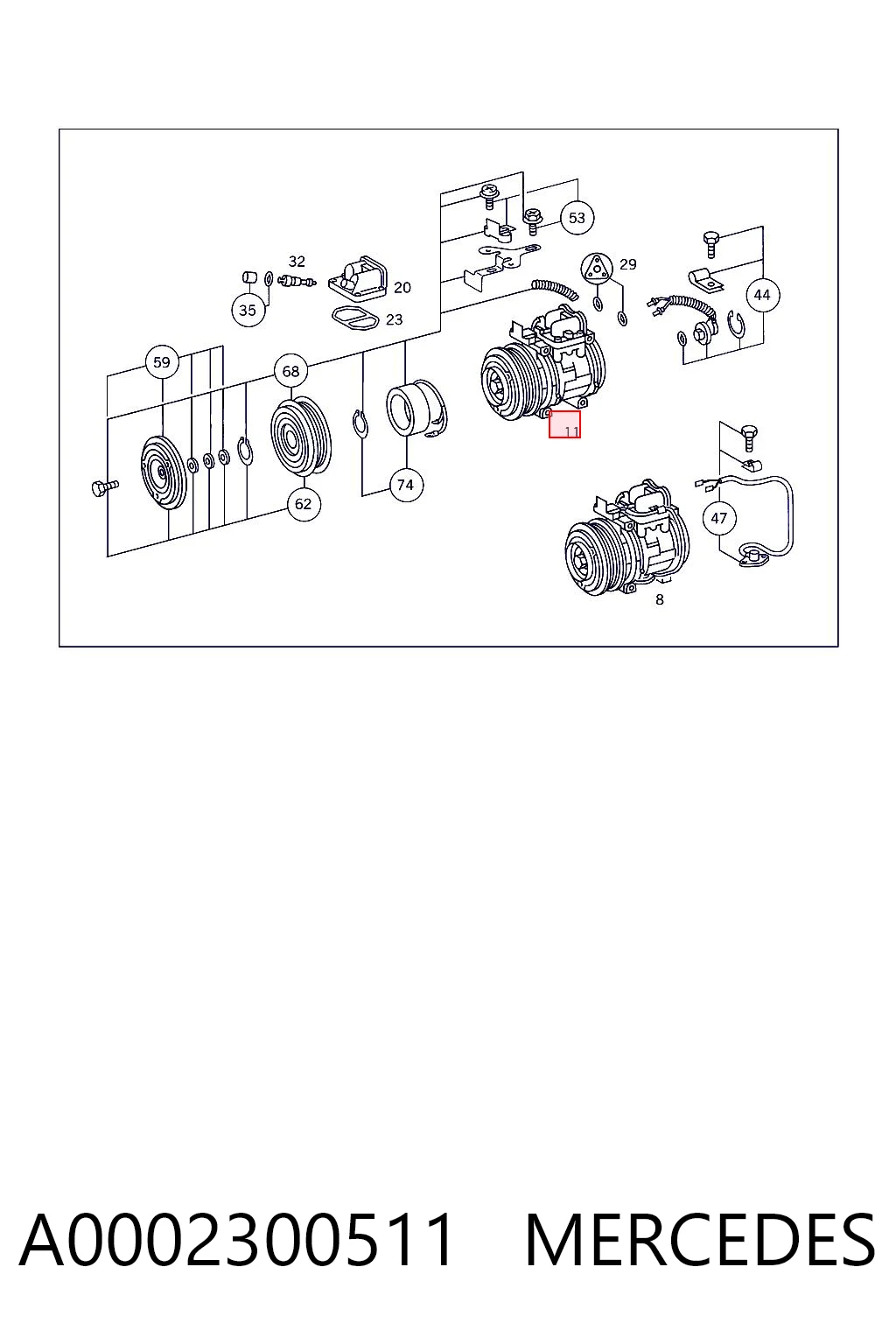 A0002300511 Mercedes Compresor climatizador