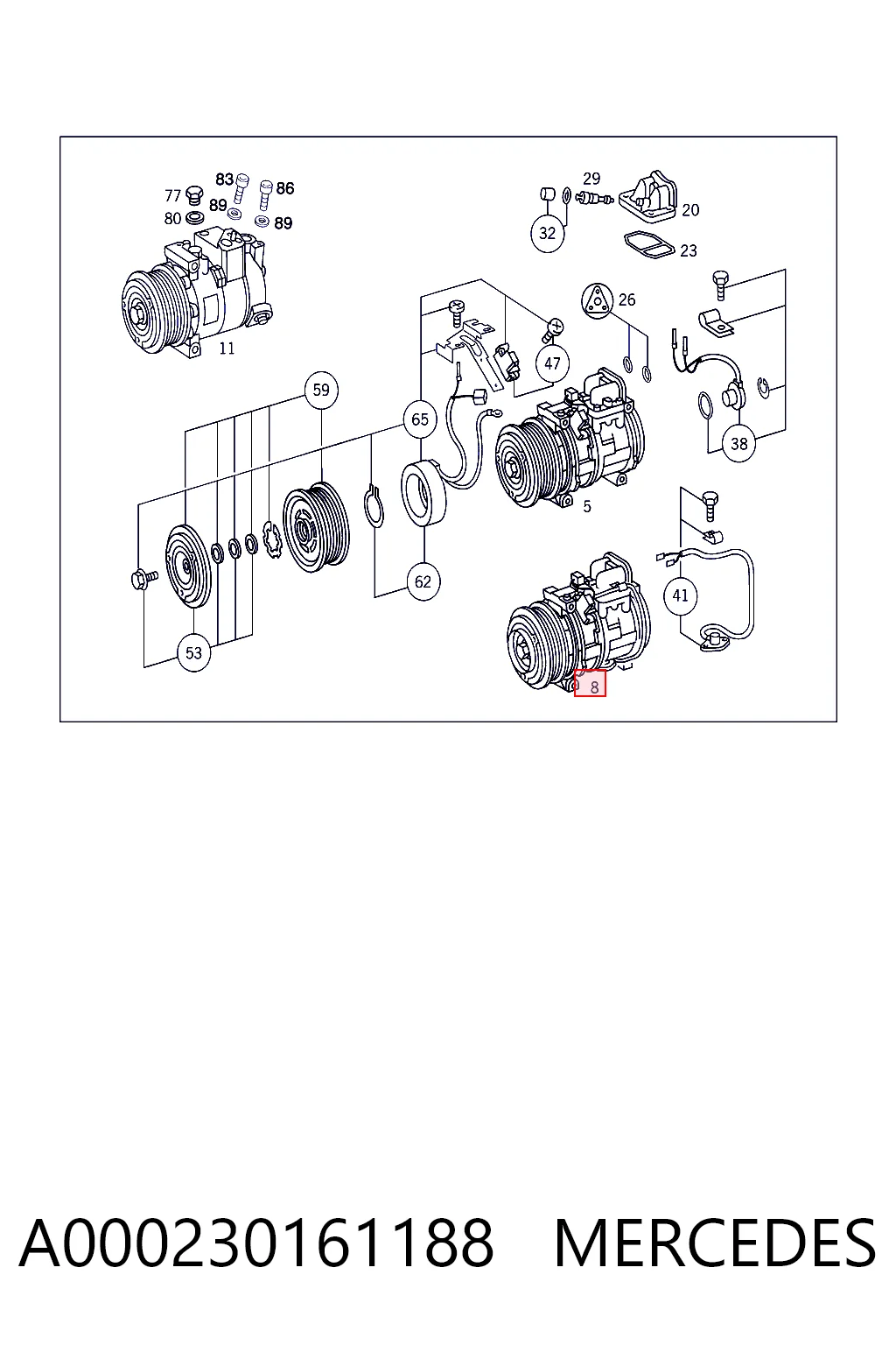 Compresor de aire acondicionado A000230161188 MERCEDES