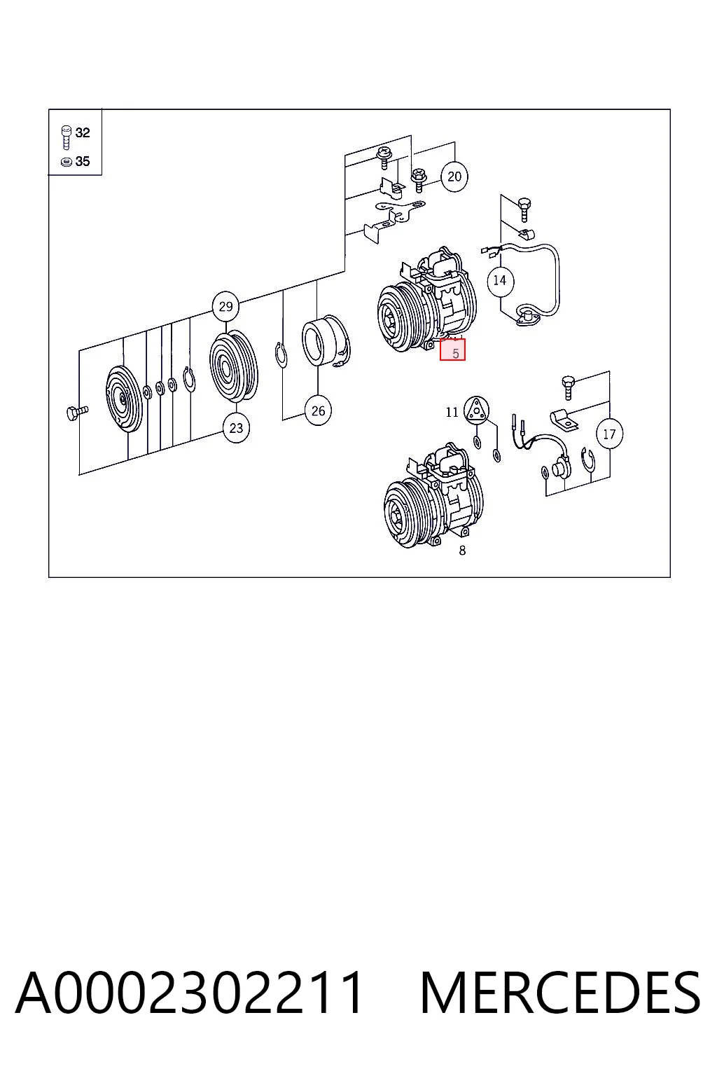 A0002302211 Mercedes Compresor climatizador