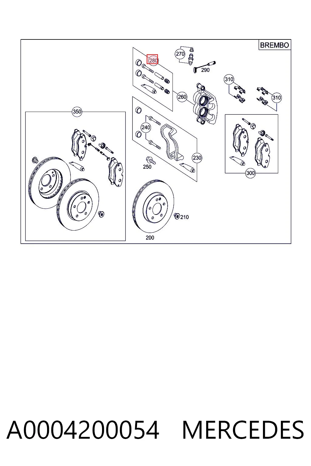 Juego de reparación de pinza de freno delantero A0004200054 MERCEDES
