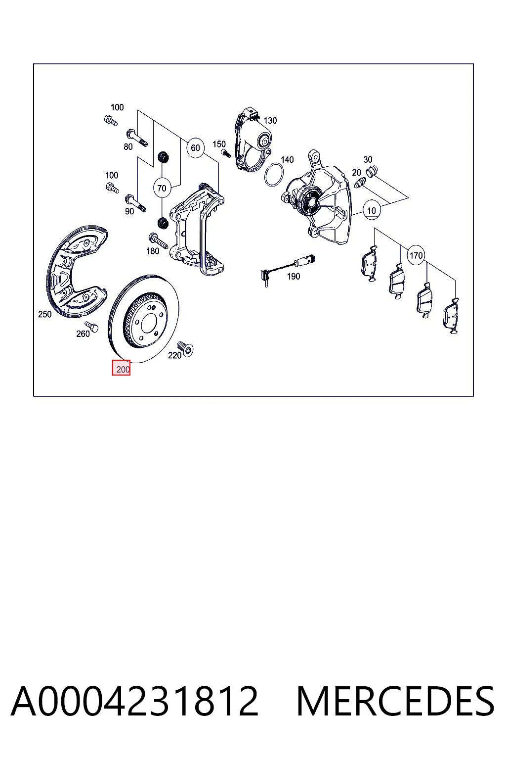 A0004231812 Mercedes Freno de disco trasero