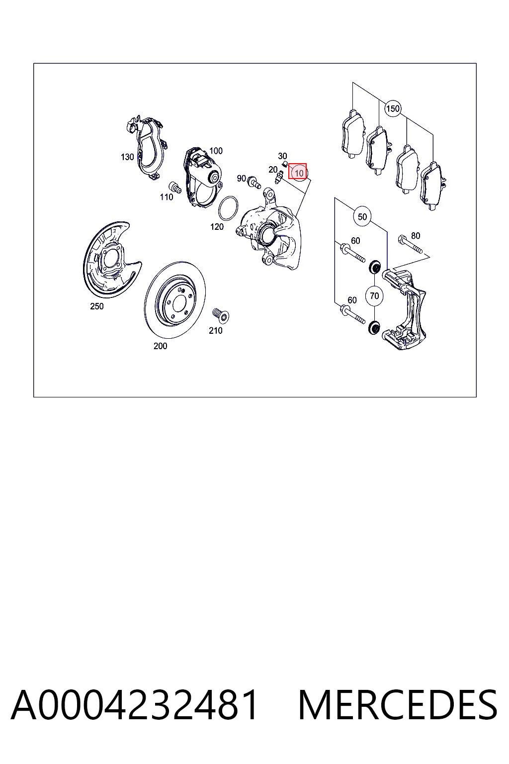 A0004232481 Mercedes Pinza de freno trasera derecha