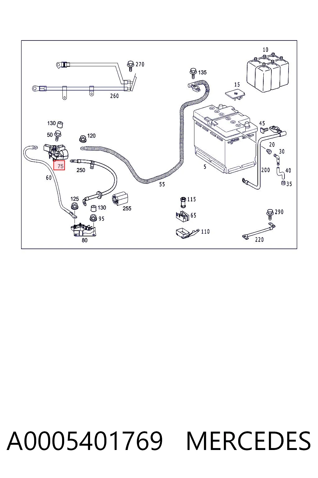 Bloque de conexión del cable positivo A0005401769 MERCEDES