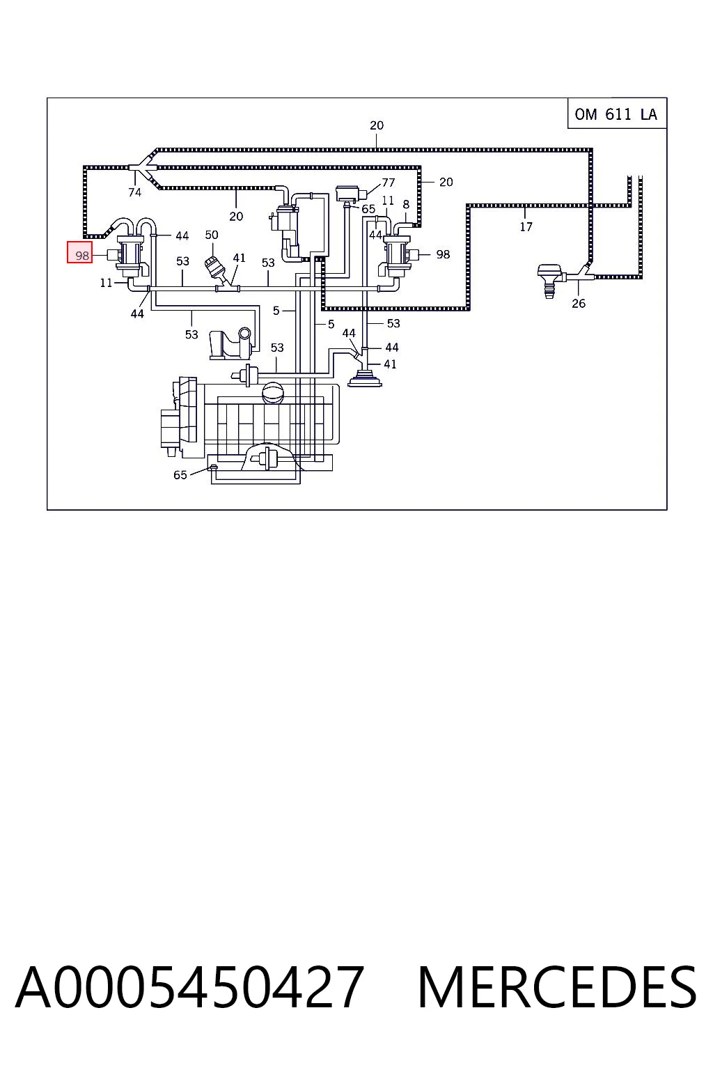 A0005450427 Mercedes Válvula solenoide de control de presión de sobrealimentación