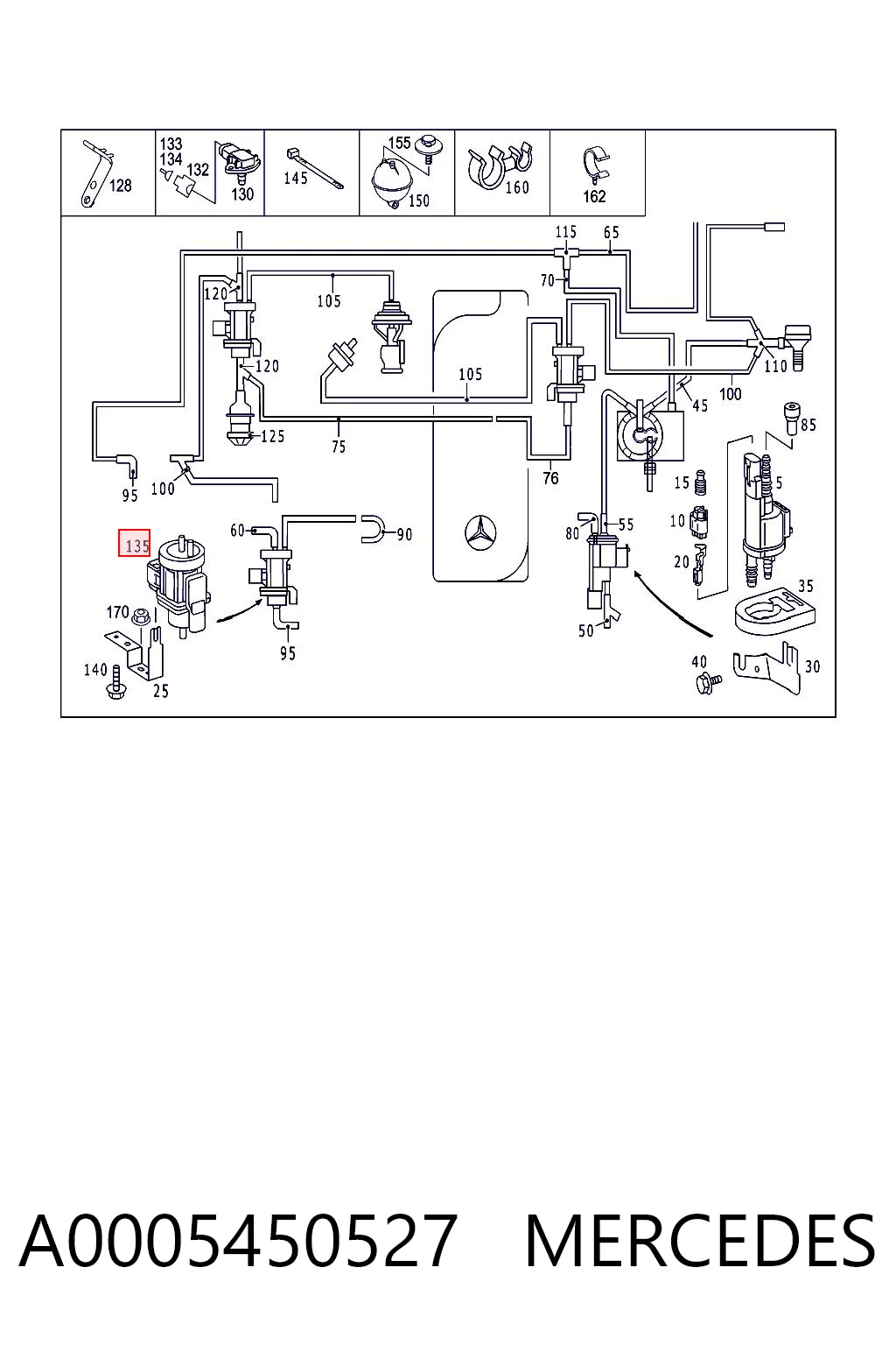 A0005450527 Mercedes Válvula solenoide de control de presión de sobrealimentación