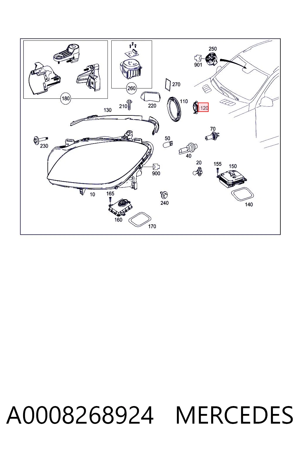 Cubierta trasera del faro 1305219122 VAG