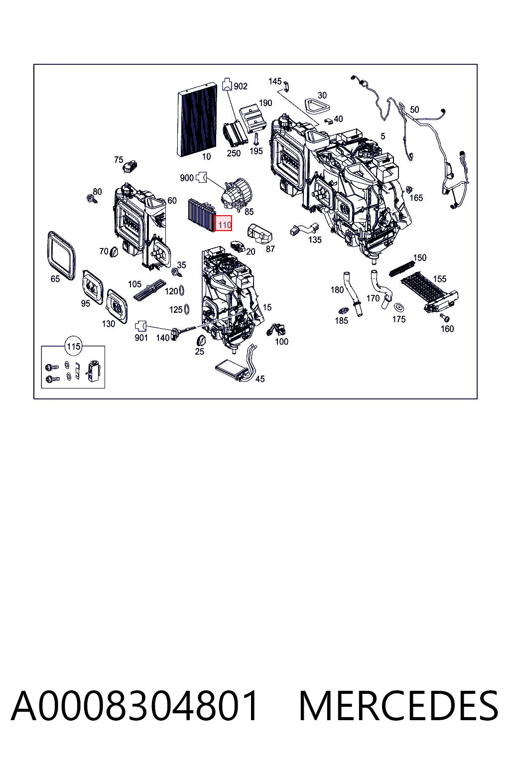 A0008304801 Mercedes Evaporador, aire acondicionado