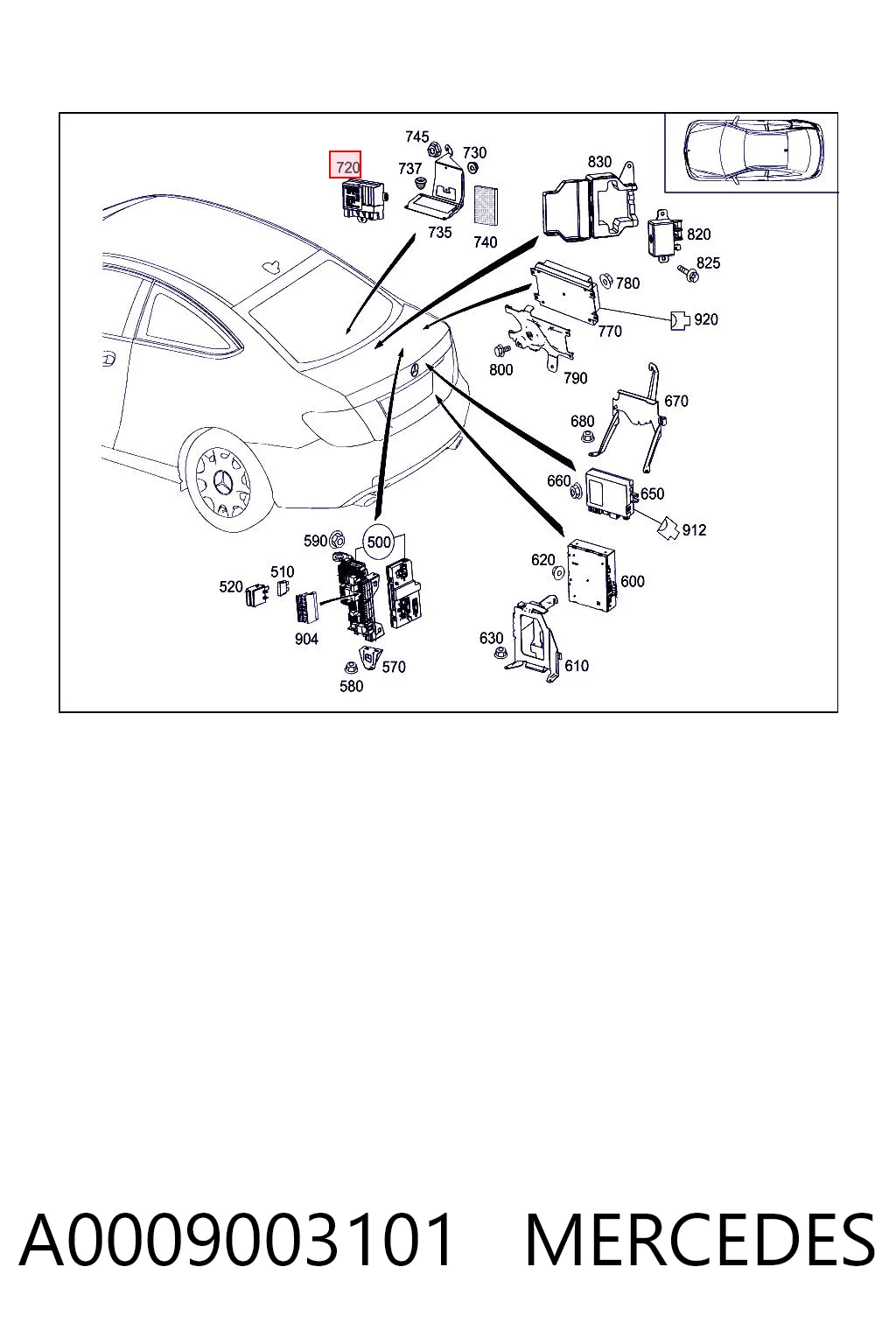 A0009003101 Mercedes Módulo de control del motor de la bomba de combustible
