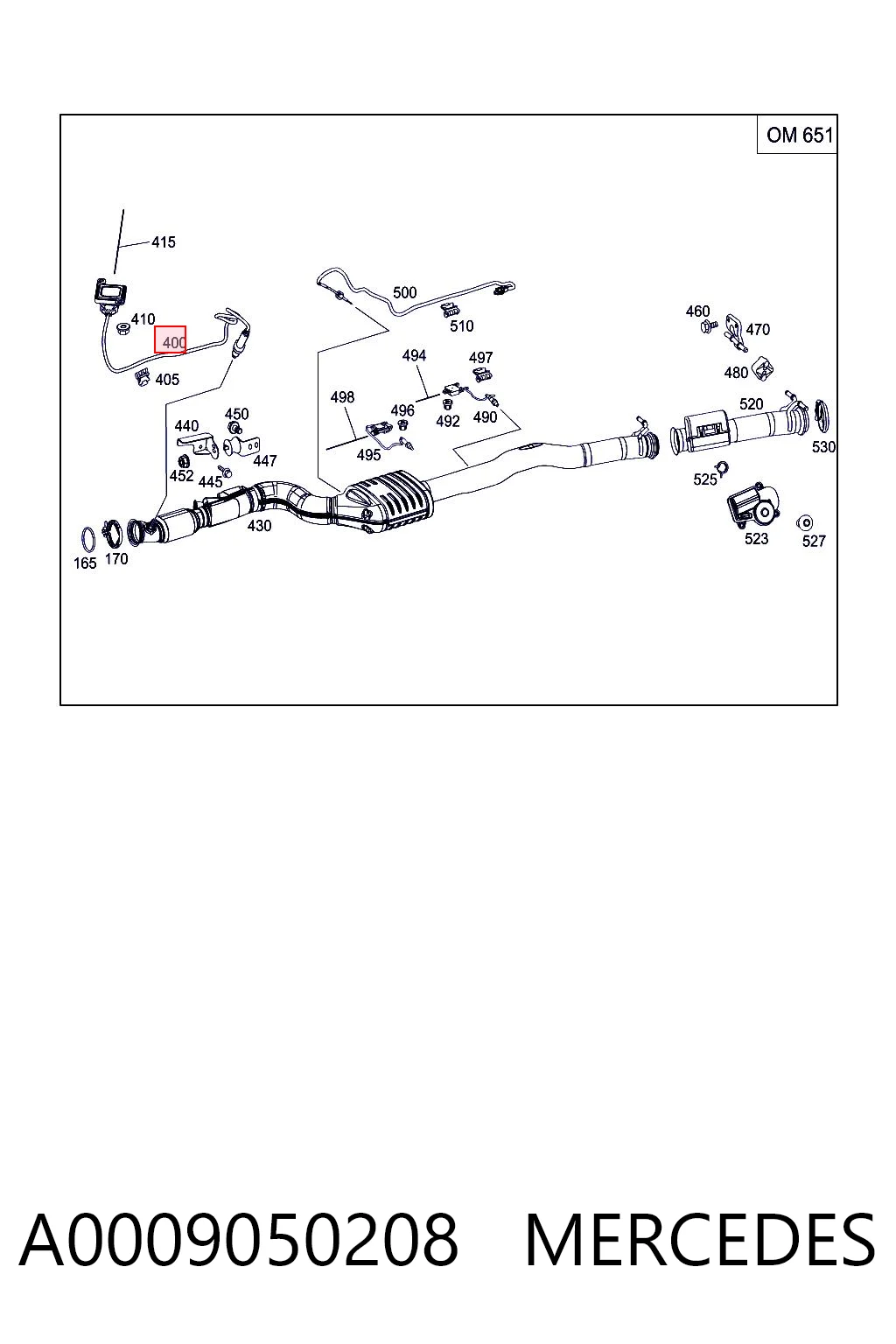 A0009050208 Mercedes Sensor de óxidos de nitrógeno NOx delantero