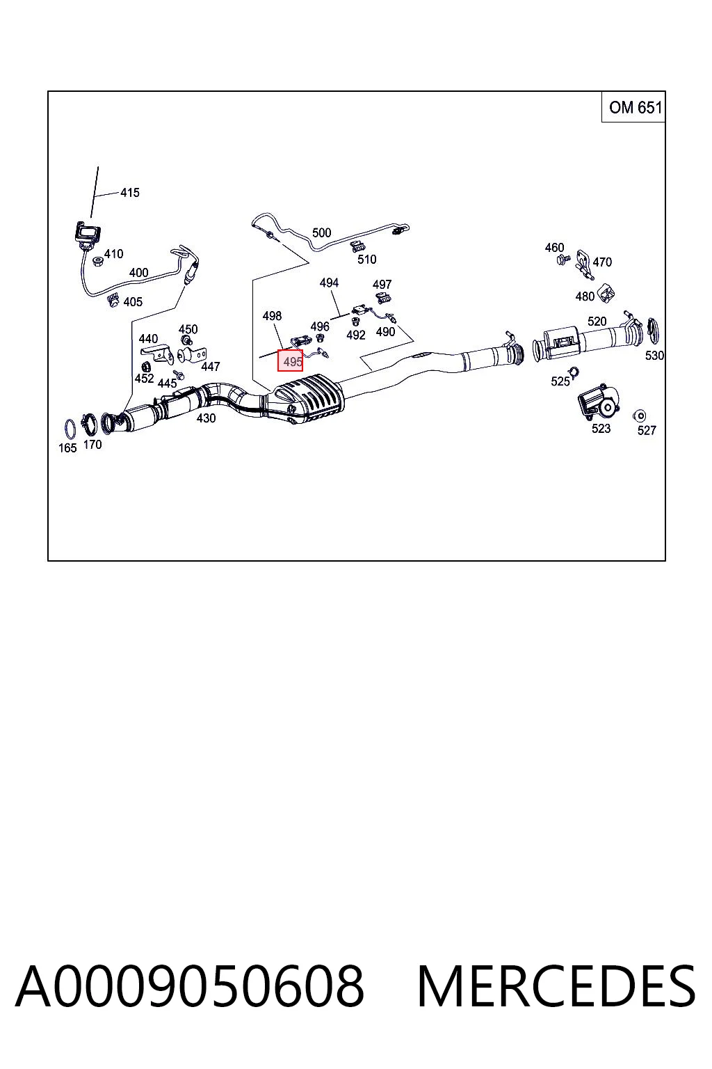 A0009050608 Mercedes Sensor de temperatura de gases de escape después del catalizador