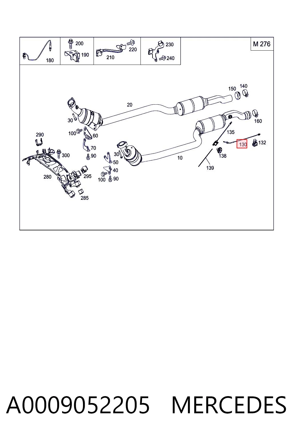 A0009052205 Mercedes Sensor de temperatura de gases de escape antes del catalizador