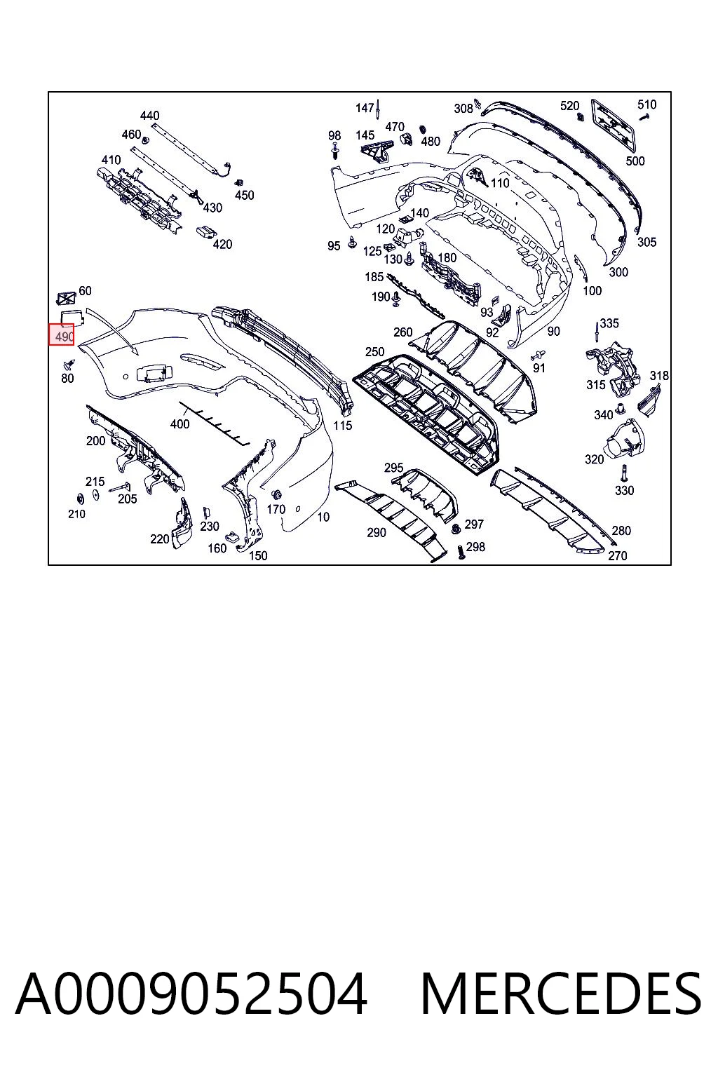 A0009052504 Mercedes Sensor de ángulo muerto trasero