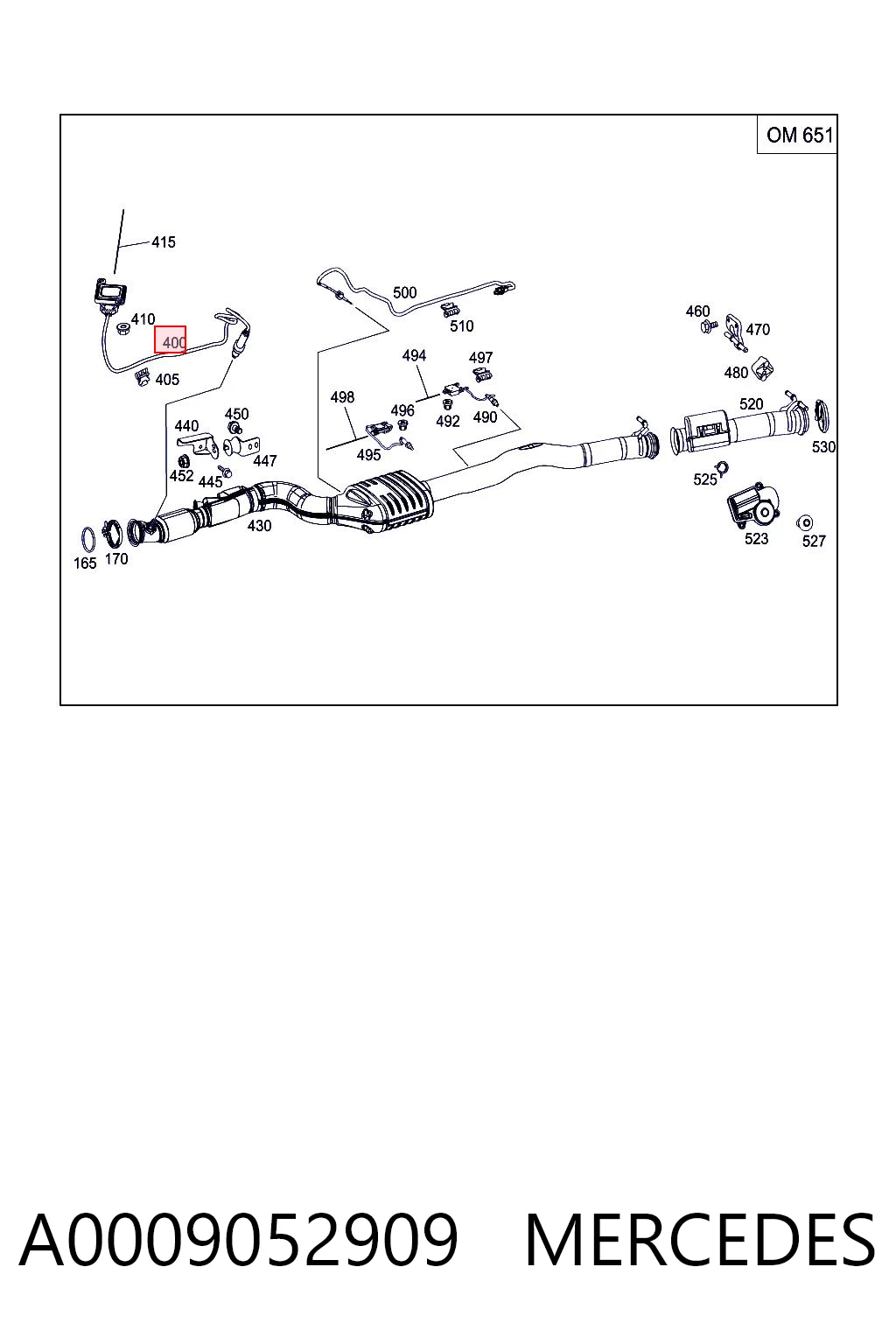 A0009052909 Mercedes Sensor de óxidos de nitrógeno NOx delantero